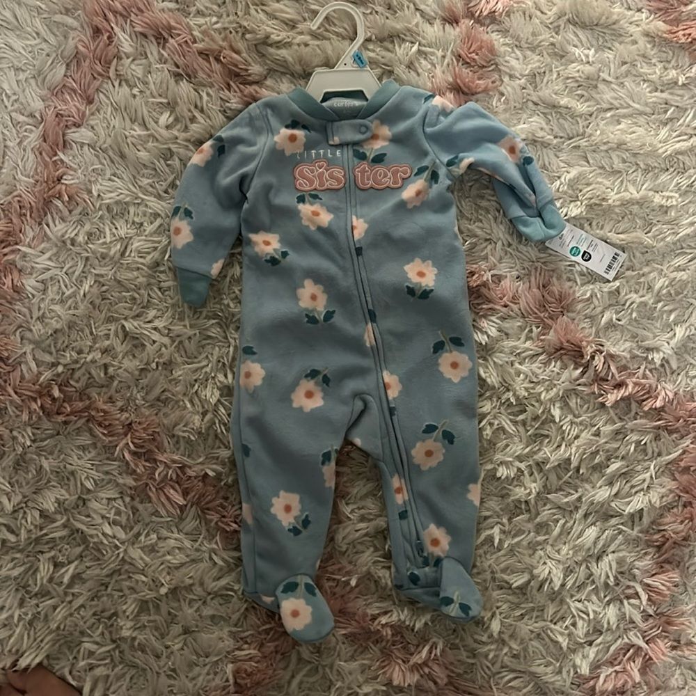 NWT carters little sister micro fleece footie pajamas